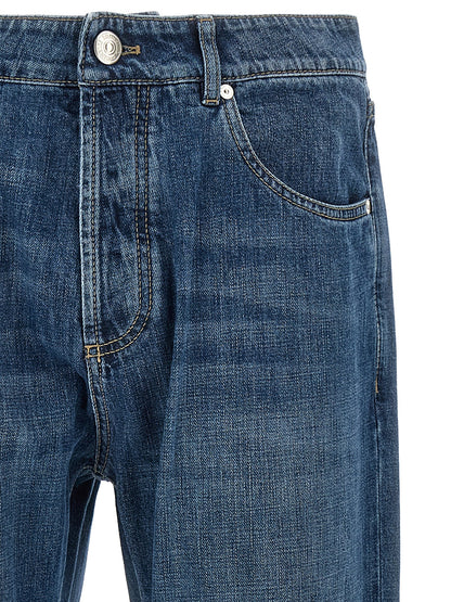 Brunello Cucinelli Blue Cotton Straight-Leg Jeans
