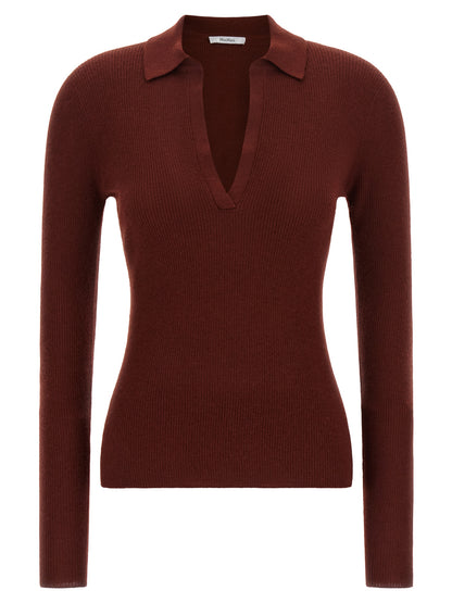 Max Mara Bordeaux Cashmere Polo Shirt