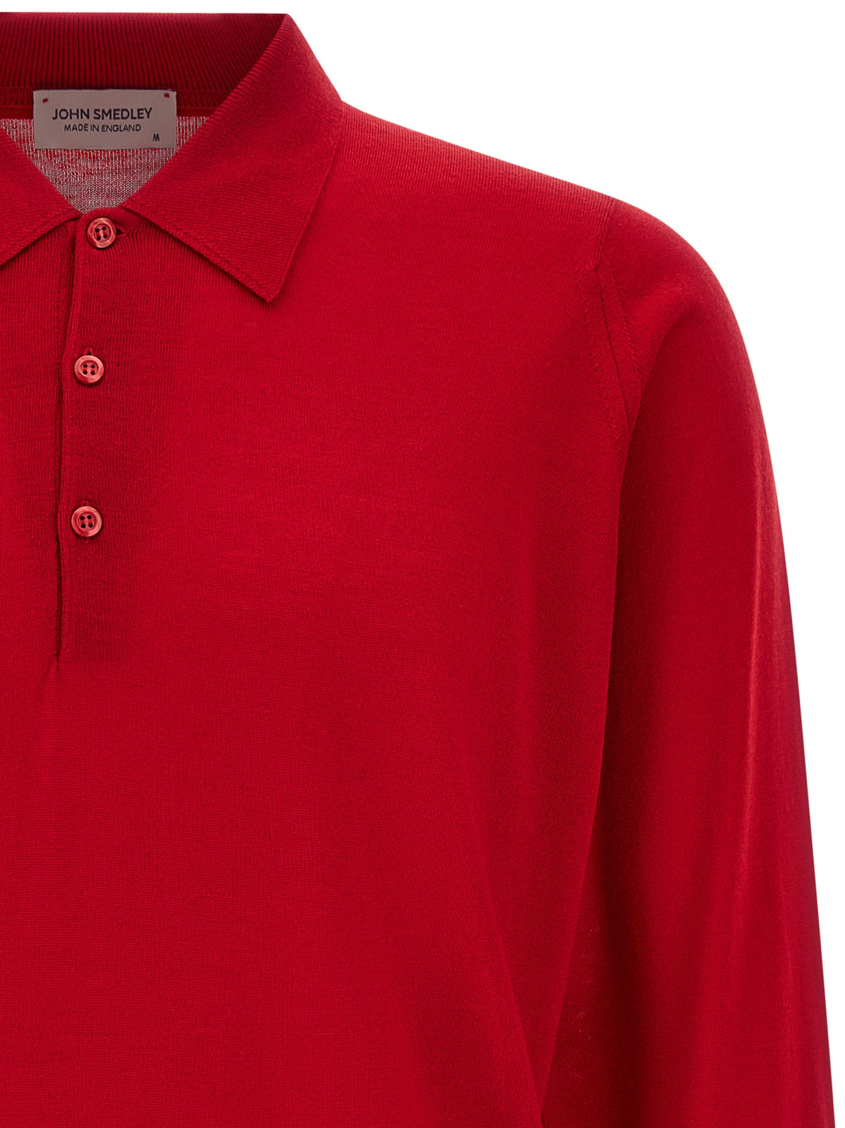 JOHN SMEDLEY Red Merino Wool Polo Shirt