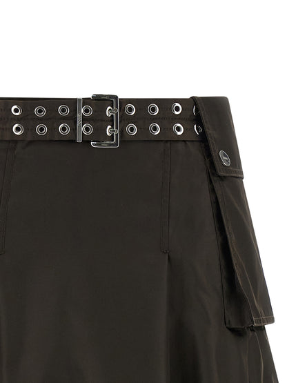 Ganni Brown Polyamide Midi Skirt