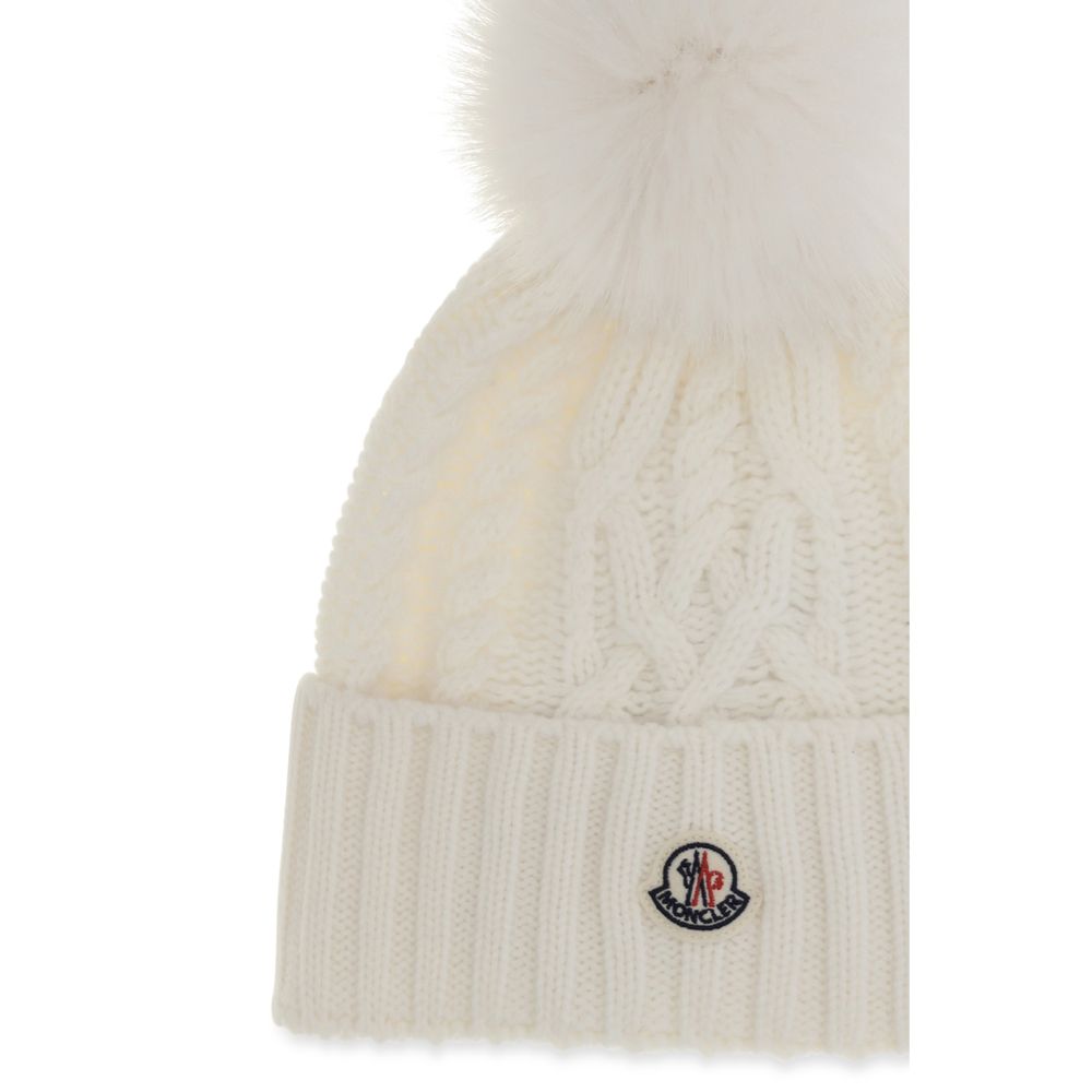 Moncler White Wool Oves Aries Beanie