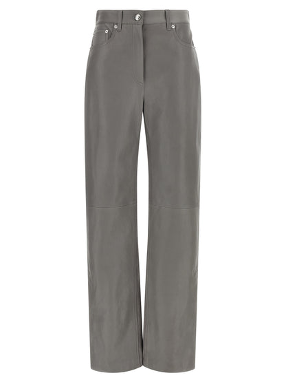 Sportmax Gray Lamb Leather Casual Pants