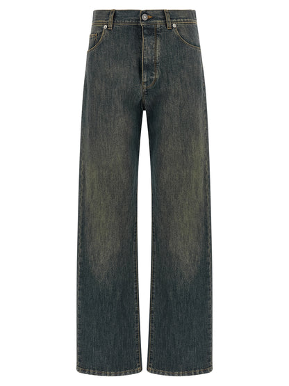 Fendi Blue Cotton Straight-Leg Jeans