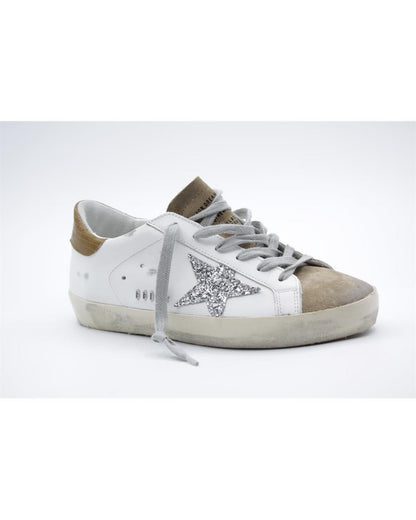 Golden Goose Brown Leather And Textile Low Top Sneakers
