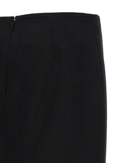 Versace Black Virgin Wool Midi Skirt