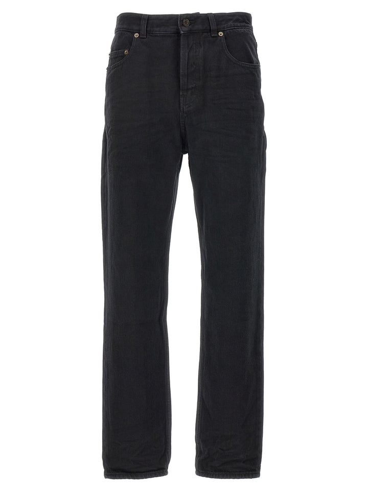 Saint Laurent Black Cotton Straight-Leg Jeans