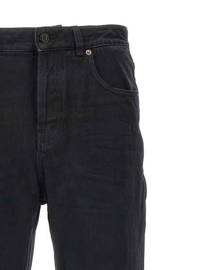 Saint Laurent Black Cotton Straight-Leg Jeans