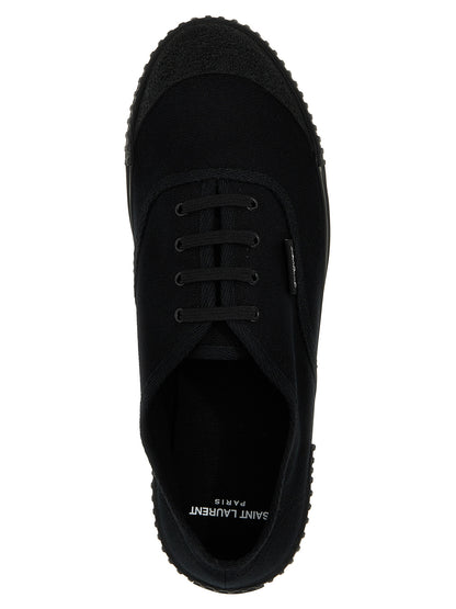 Saint Laurent Black Cotton Low Top Sneakers