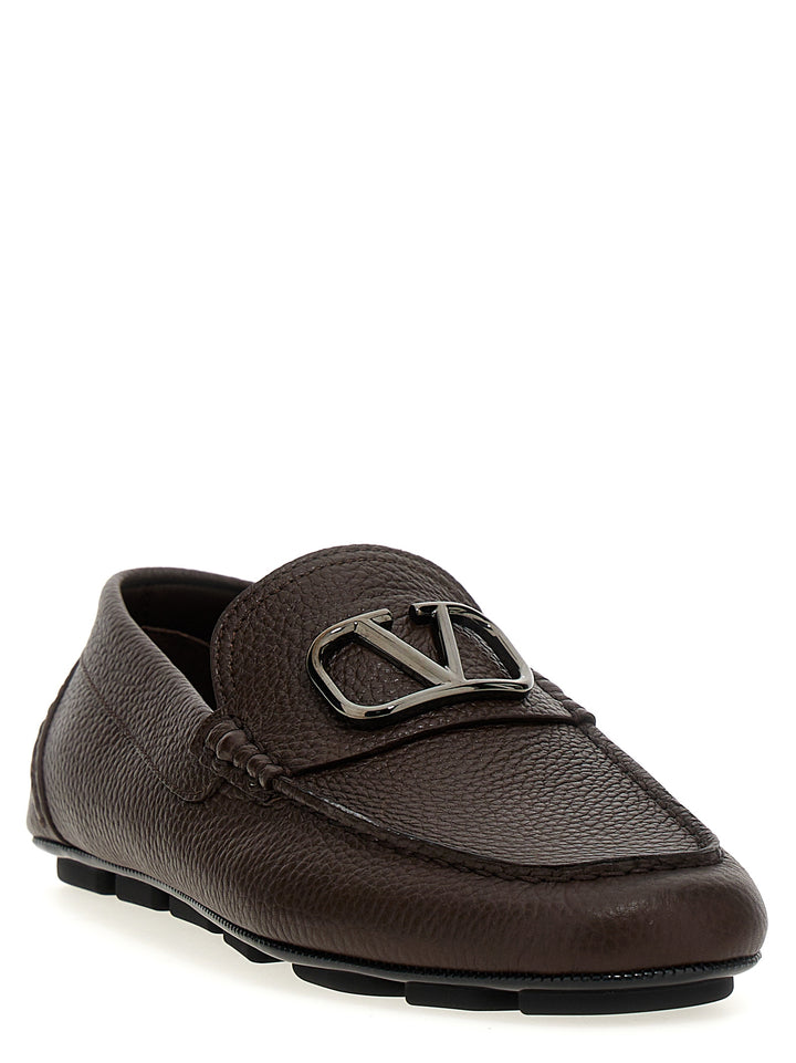 Valentino Garavani Brown Calfskin Slip-On Loafers