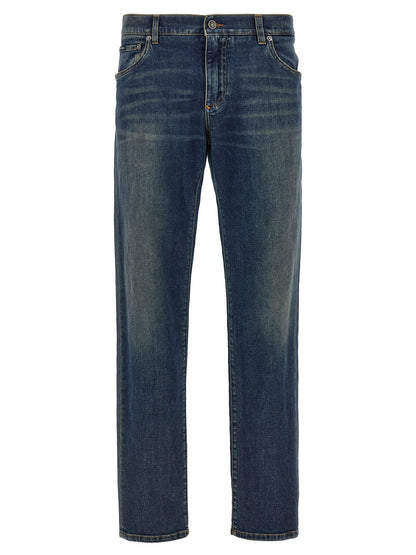 Dolce & Gabbana Blue Cotton Straight-Leg Jeans