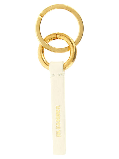 Jil Sander White Calfskin Keychain