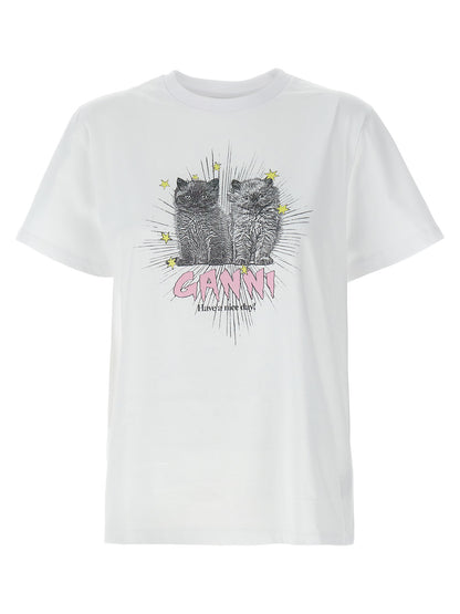 Ganni White Cotton T-Shirt