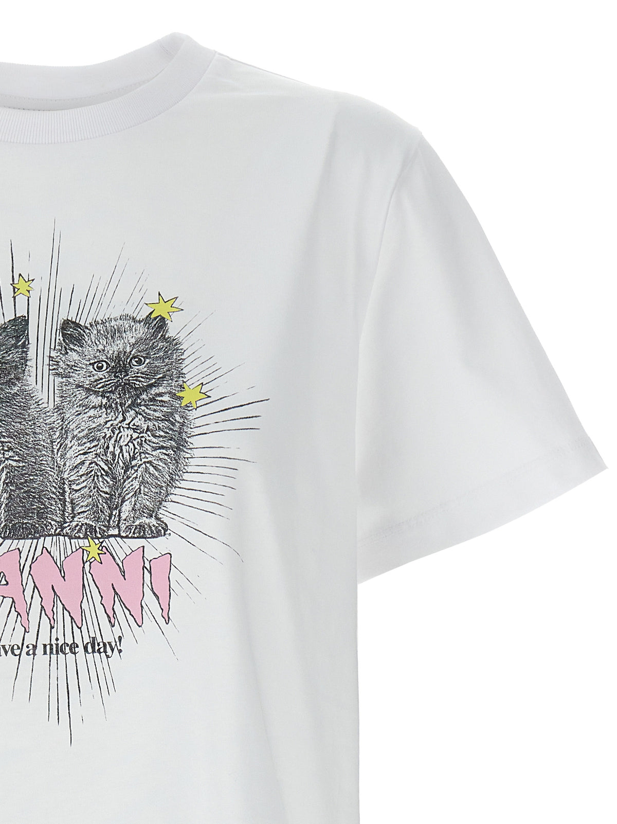 Ganni White Cotton T-Shirt