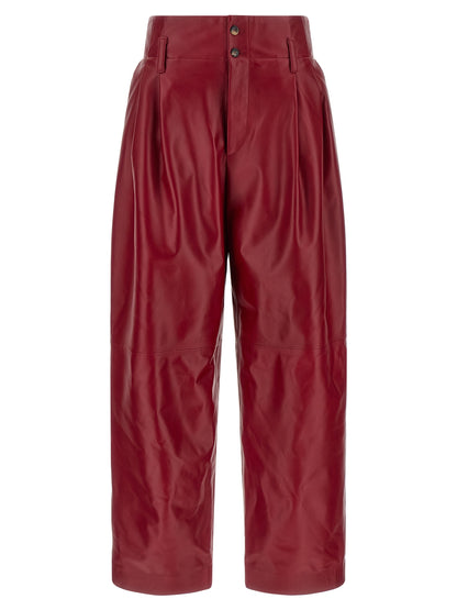 Alberta Ferretti Red Leather Pants