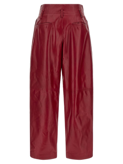 Alberta Ferretti Red Leather Pants