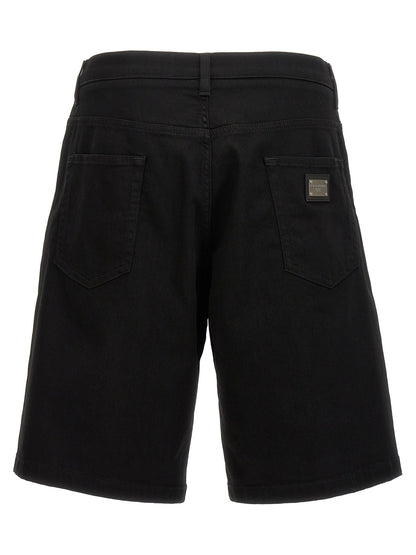 Dolce & Gabbana Black Cotton Bermuda Shorts