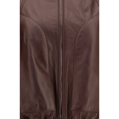 Brunello Cucinelli Bordeaux Lamb Ovis Aries Leather Jacket