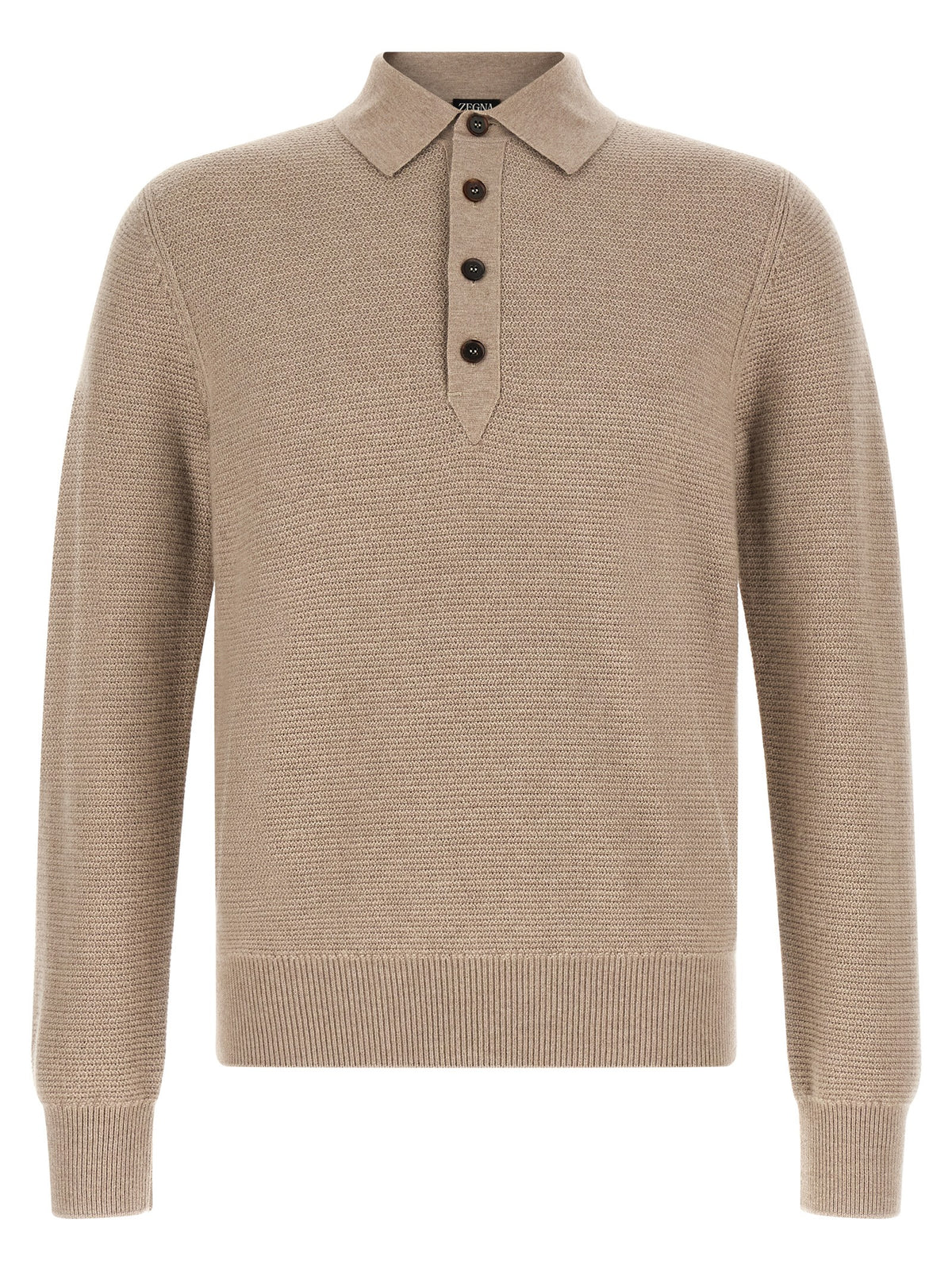 ZEGNA Beige Cashmere Polo Shirt