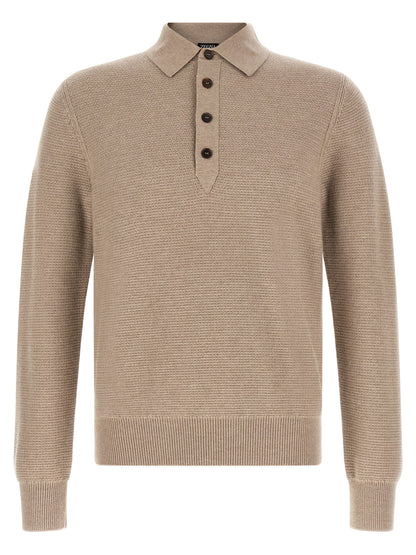 ZEGNA Beige Cashmere Polo Shirt
