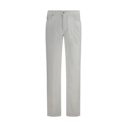 Brunello Cucinelli White Cotton Casual Pants