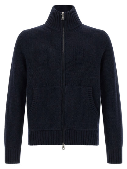 Moncler Blue Virgin Wool Cardigan