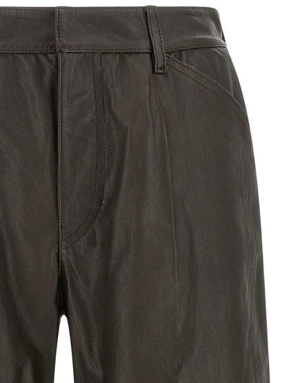 Lemaire Brown Calfskin Bermuda Shorts