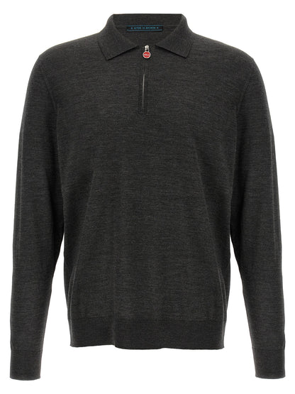Kiton Gray Wool Polo Shirt