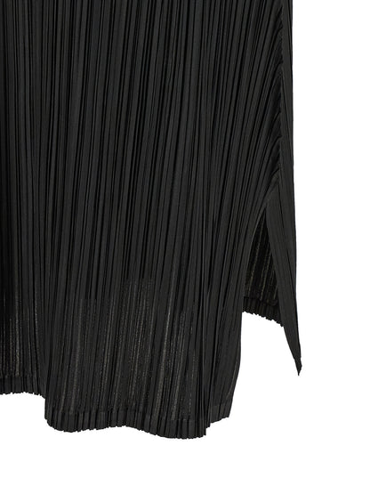 PLEATS PLEASE ISSEY MIYAKE Black Polyester Midi Dress