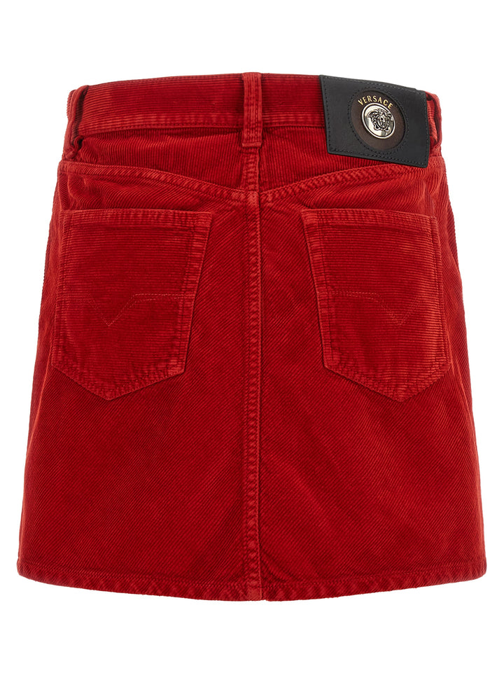 Versace Red Cotton Long Skirt