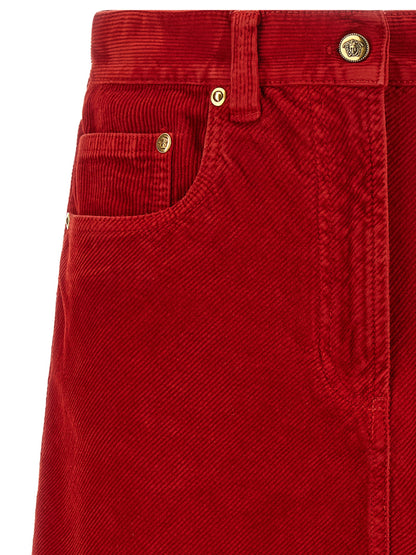 Versace Red Cotton Long Skirt