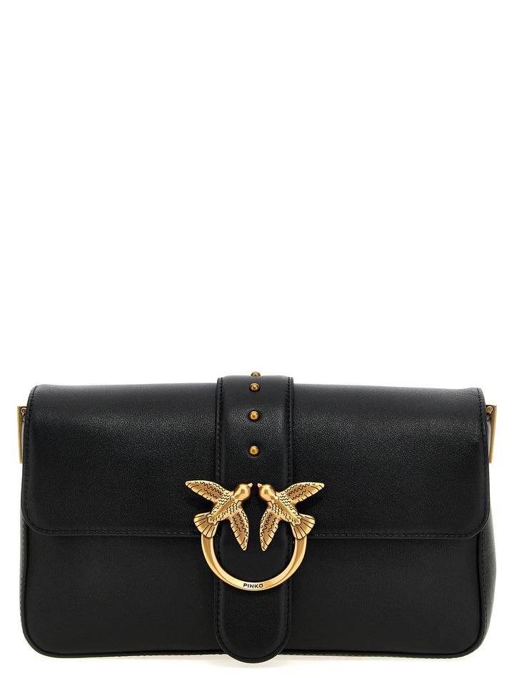 PINKO Black Calfskin Shoulder Bag