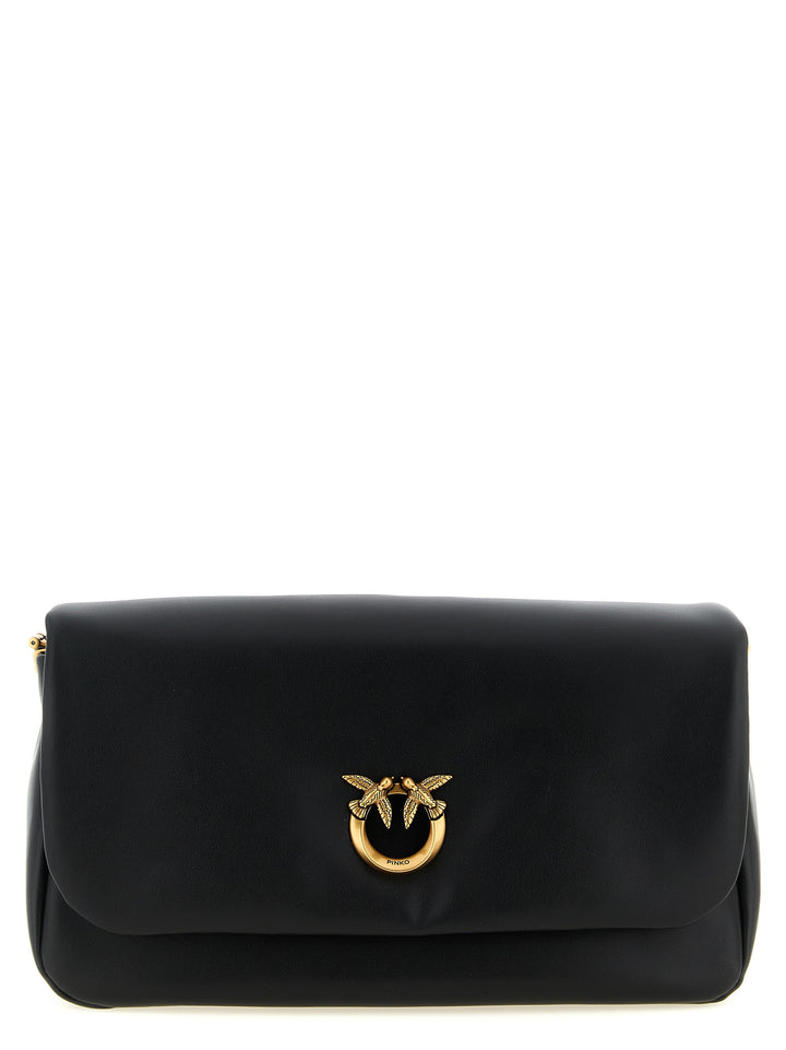 PINKO Black Lamb Leather Crossbody Bag