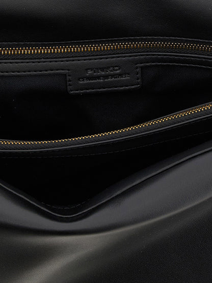 PINKO Black Lamb Leather Crossbody Bag