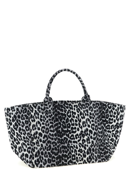 Ganni Gray Recycled Cotton Tote Bag