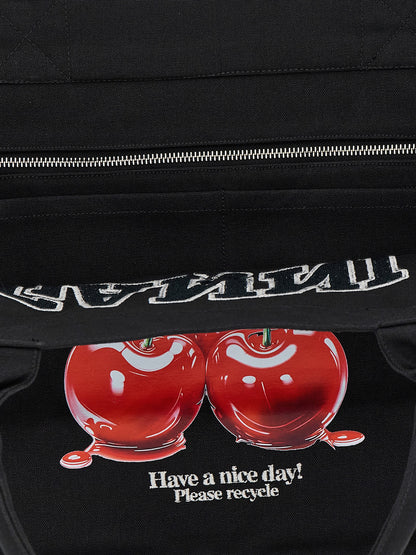 Ganni Black Recycled Cotton Tote Bag