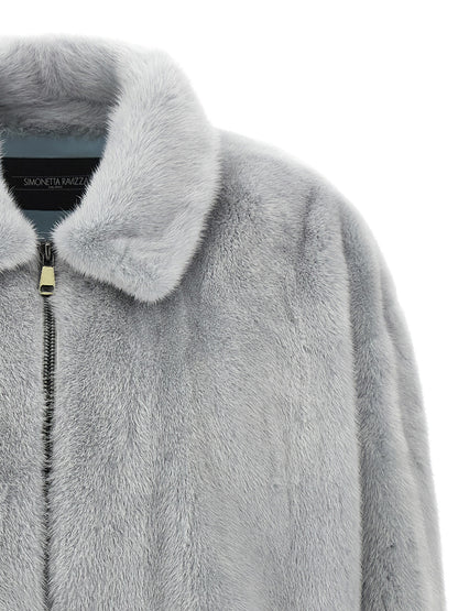 SIMONETTA RAVIZZA Gray Mink Full-Length Jacket