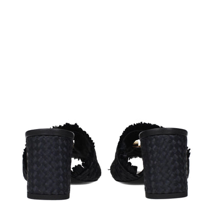 Dolce & Gabbana Black Raffia Platform Sandals