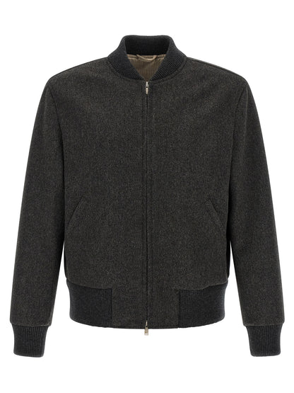 Lardini Gray Virgin Wool Bomber