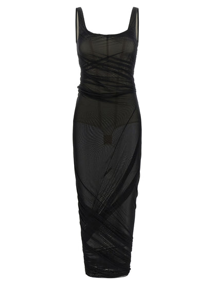 The Attico Black Polyamide Midi Dress
