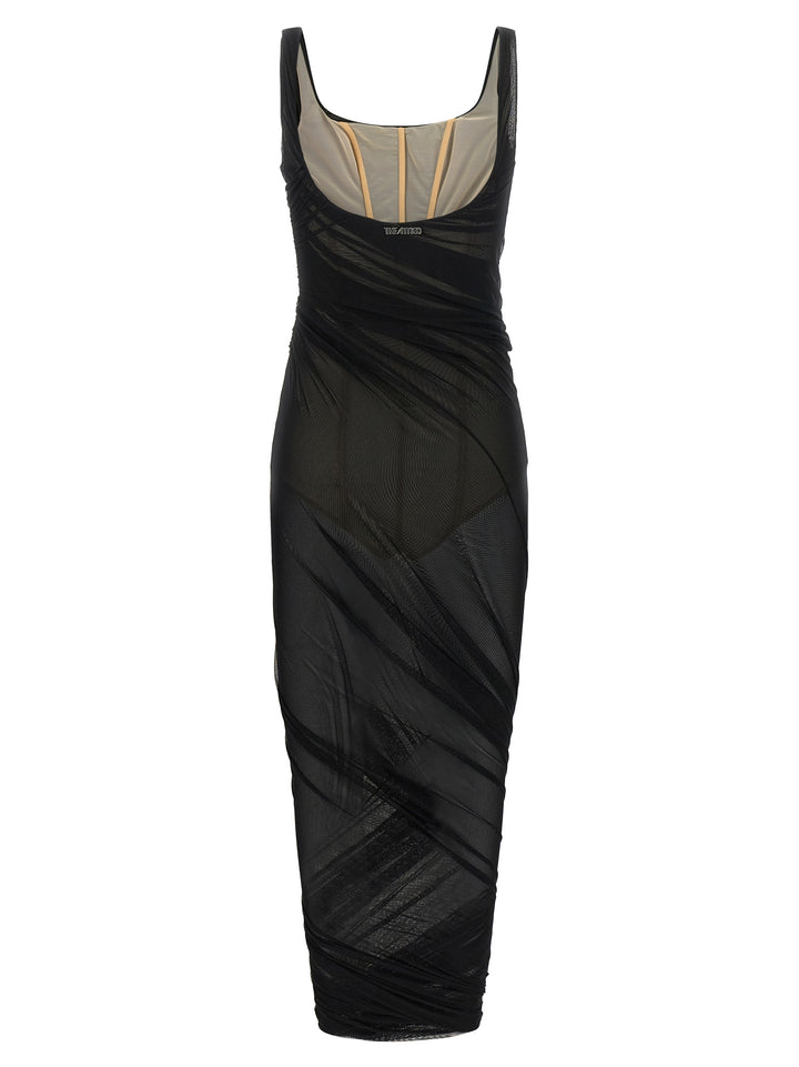 The Attico Black Polyamide Midi Dress