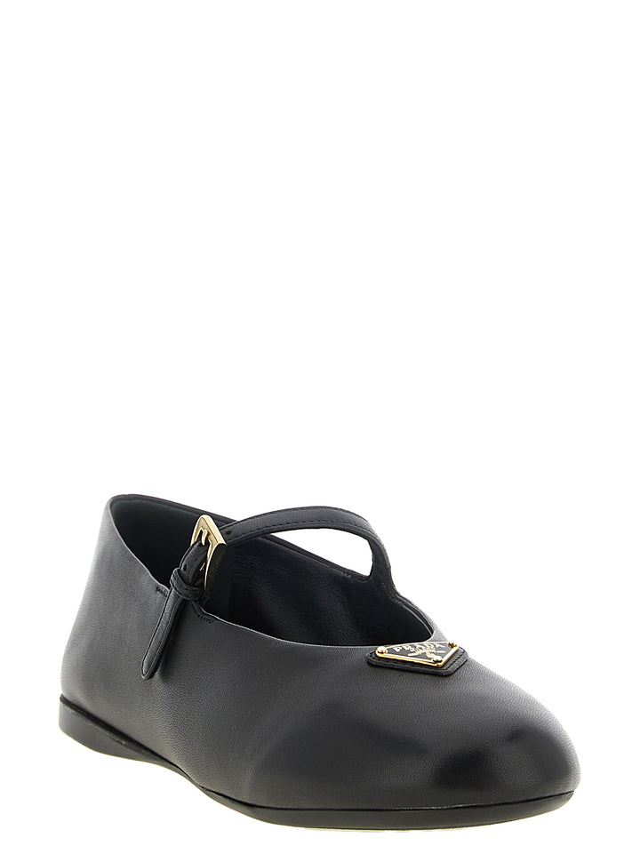 Prada Black Lamb Leather Ballet Flats