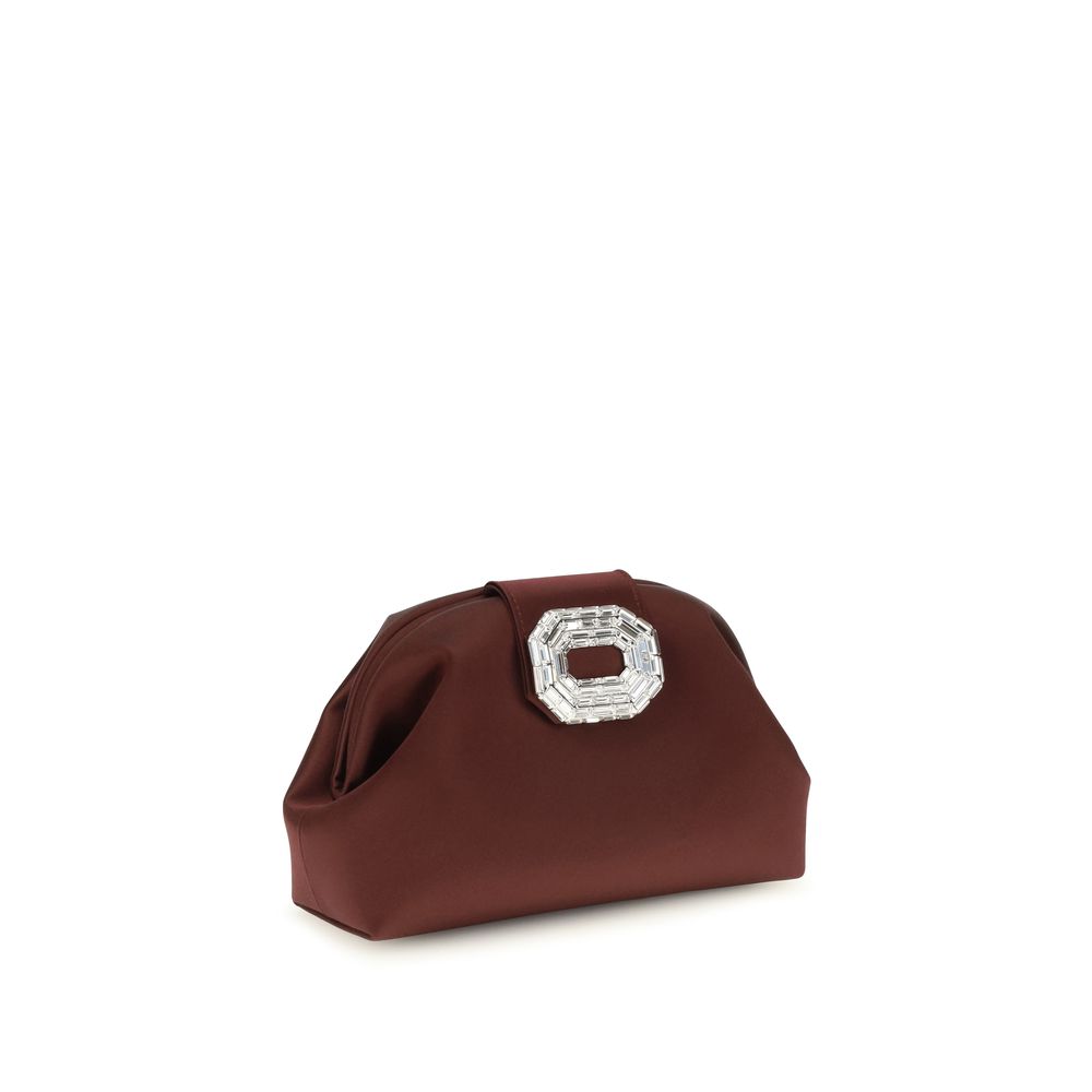 Amina Muaddi Bordeaux Satin Shoulder Bag