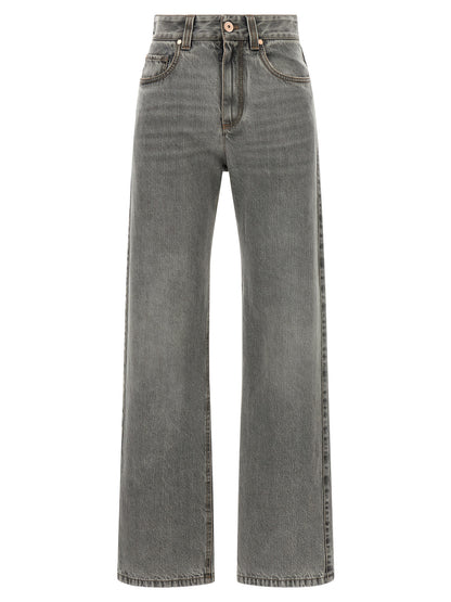 Brunello Cucinelli Gray Cotton Straight-Leg Jeans