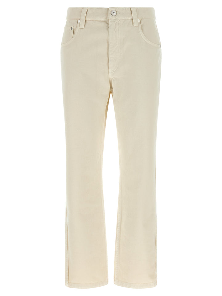 Brunello Cucinelli Beige Cotton Straight-Leg Jeans
