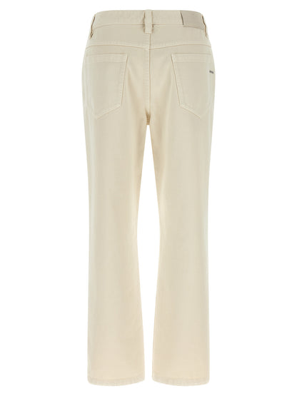 Brunello Cucinelli Beige Cotton Straight-Leg Jeans