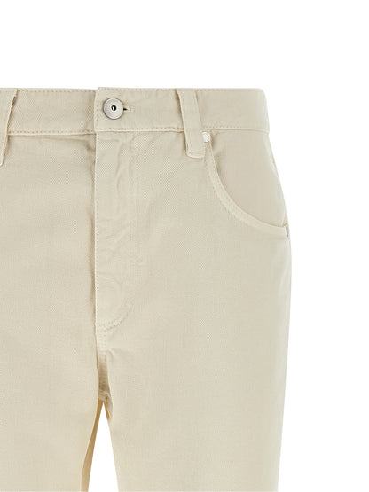 Brunello Cucinelli Beige Cotton Straight-Leg Jeans