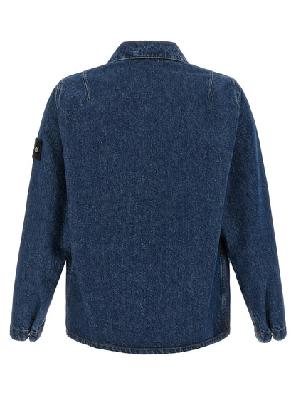 Stone Island Blue Cotton Blouse