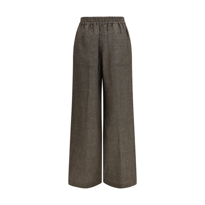 Brunello Cucinelli Brown Linen Casual Pants