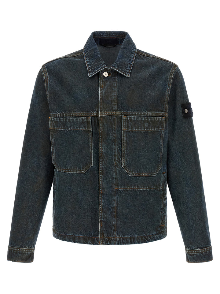 Stone Island Blue Cotton Denim Jacket