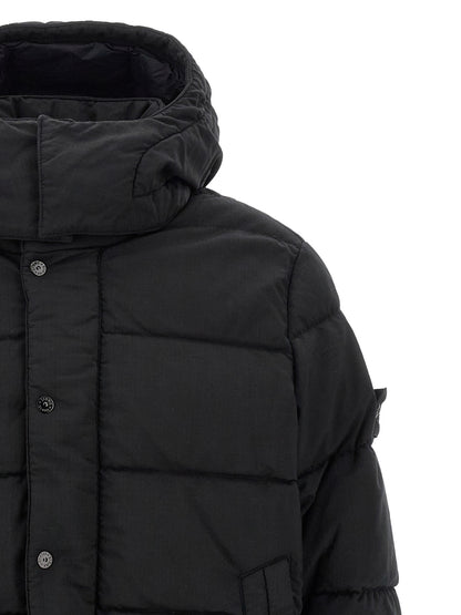 Stone Island Black Virgin Wool Full-Length Jacket